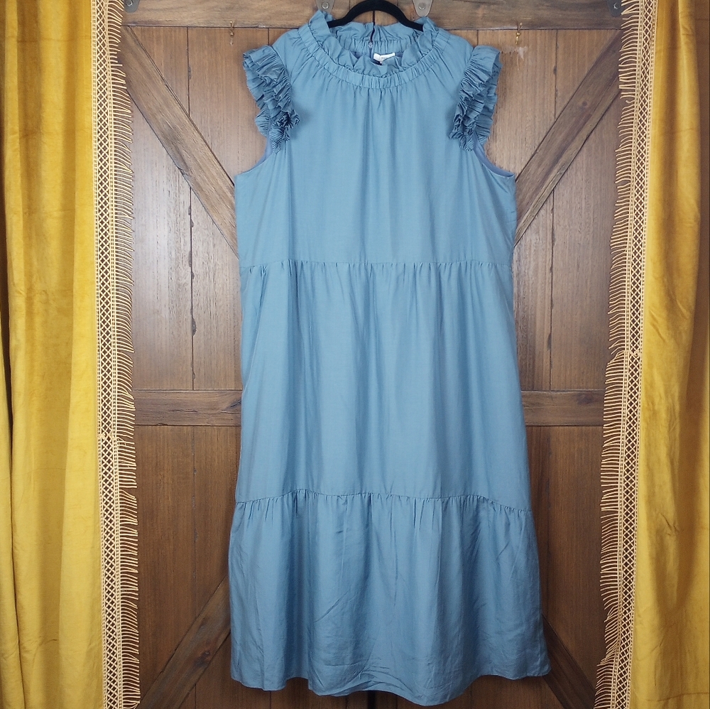 NOT FOR SALE Othilia blue ruffle dress 3x Anthropologie NWT